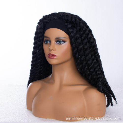 Wholesale twist braiding hair headband wigs black heat resistant synthetic headband wigs for black women